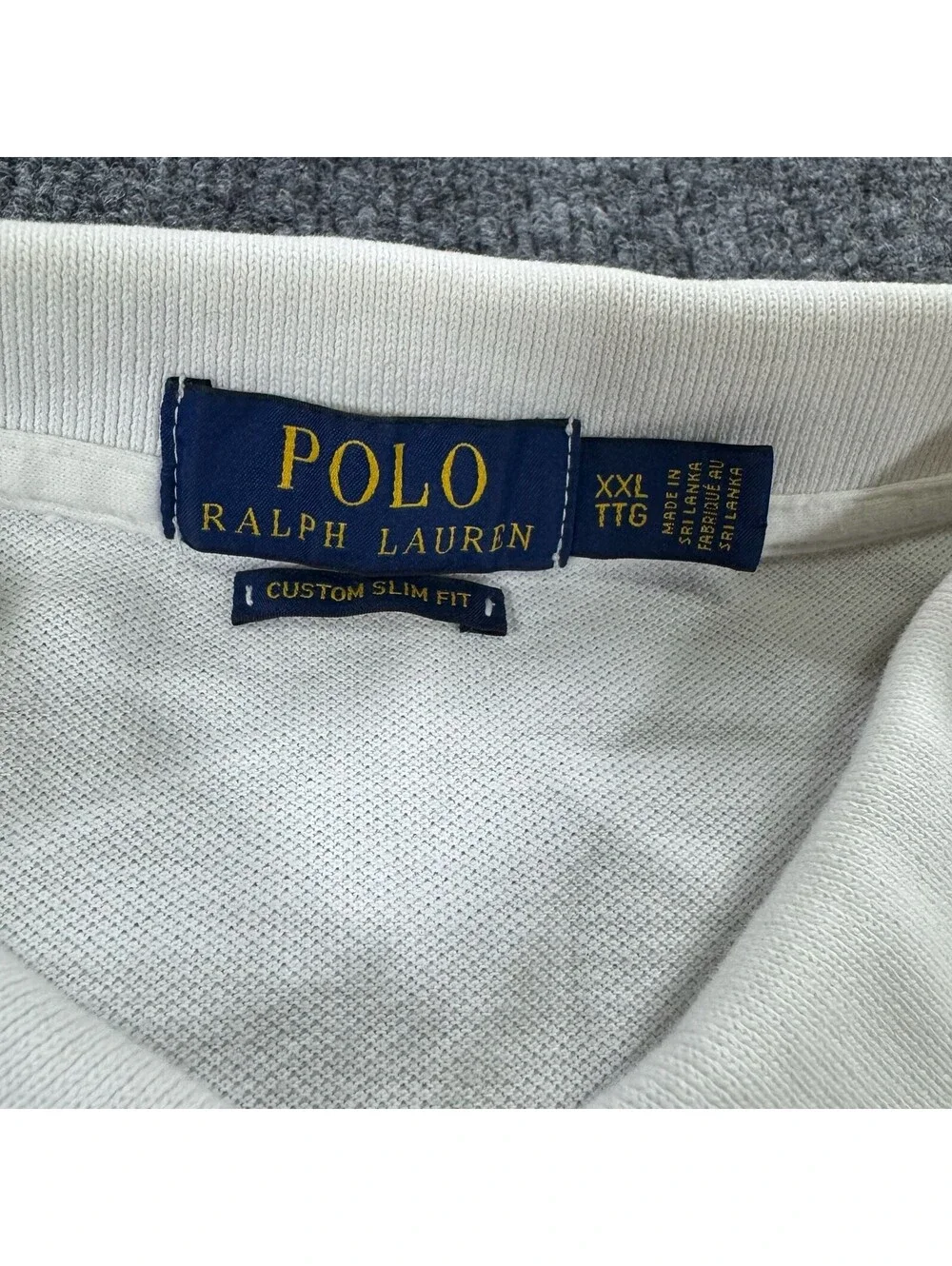 Polo Ralph Lauren Custom Slim Fit Big Pony Polo Shirt with Crest White XXL
